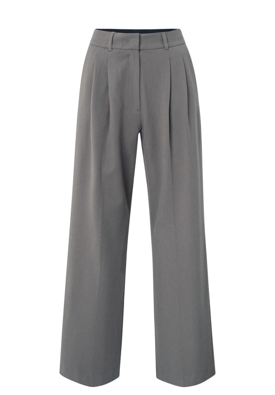 High-Waisted Wide-Leg Trousers in Taupe Grey