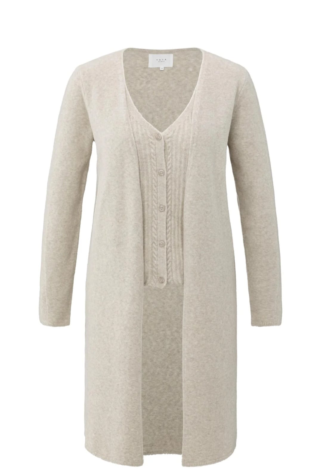 Long Beige Knit Cardigan
