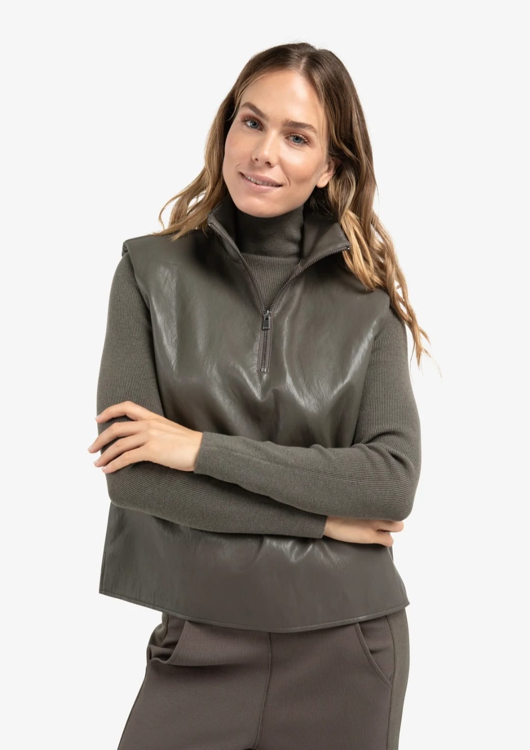 Taupe Faux Leather Vest