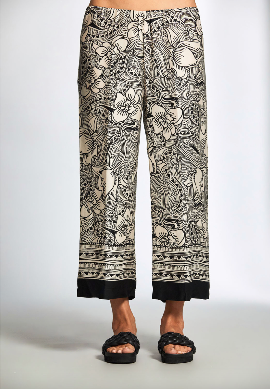 Peruzzi Woodblock Print Trouser – Black and Ecru