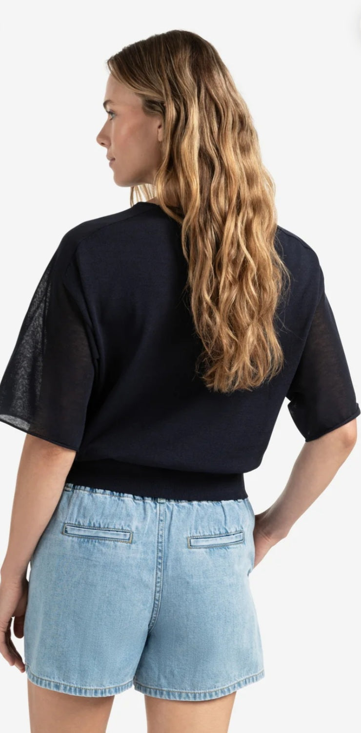 Yaya Navy boatneck sweater