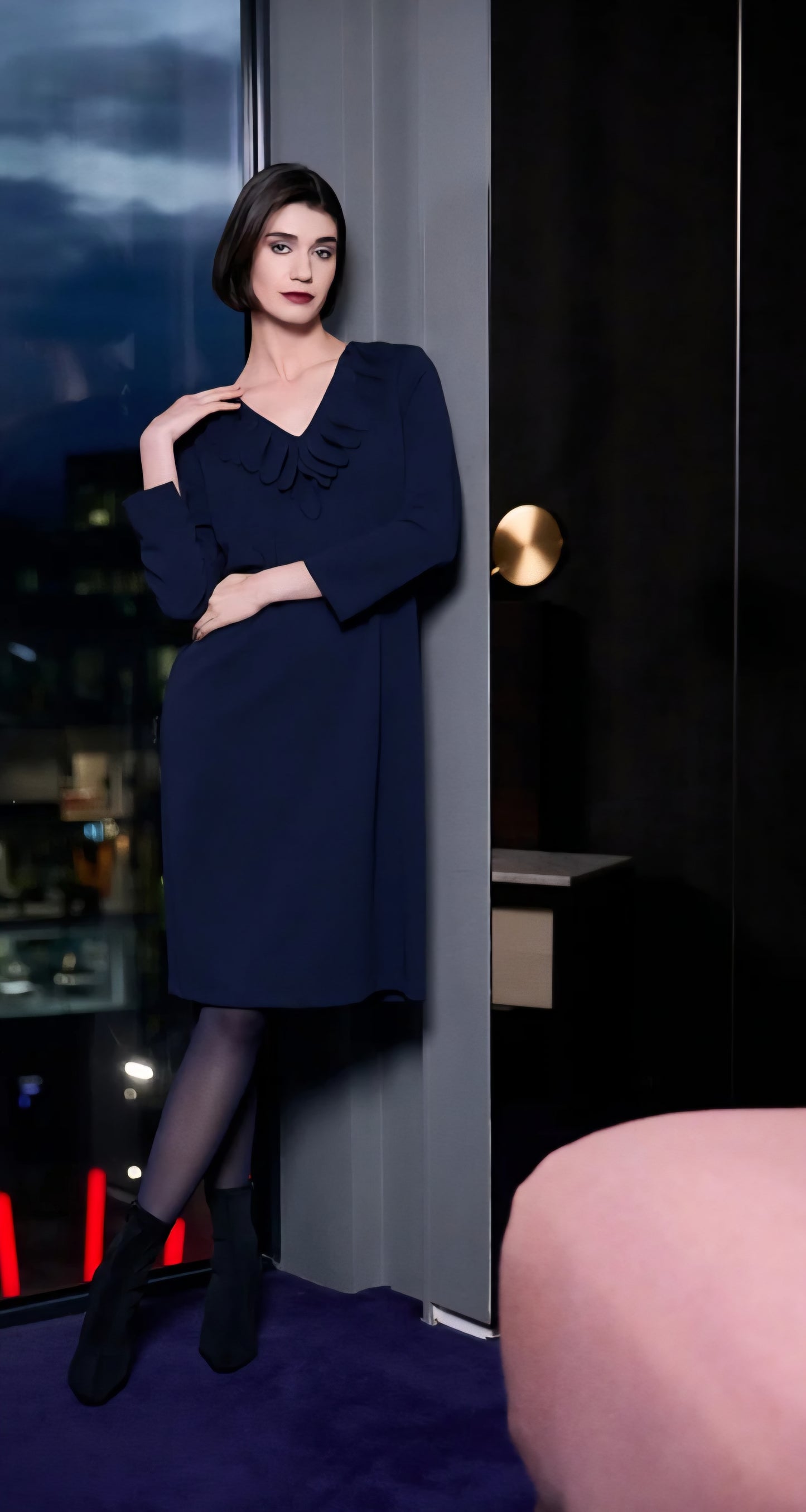 Peruzzi Vneck Frill Cocktail dress