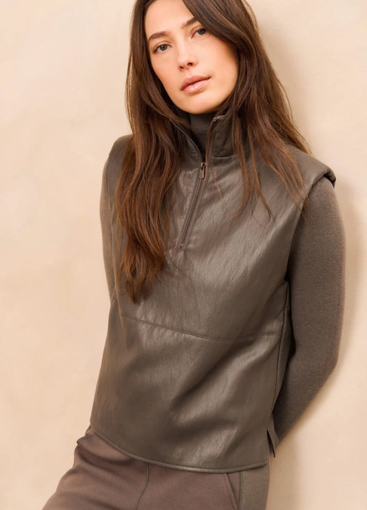 Taupe Faux Leather Vest