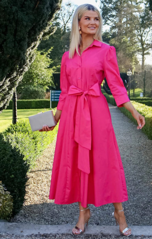 kate & Pippa Long Pink Shirt Dress