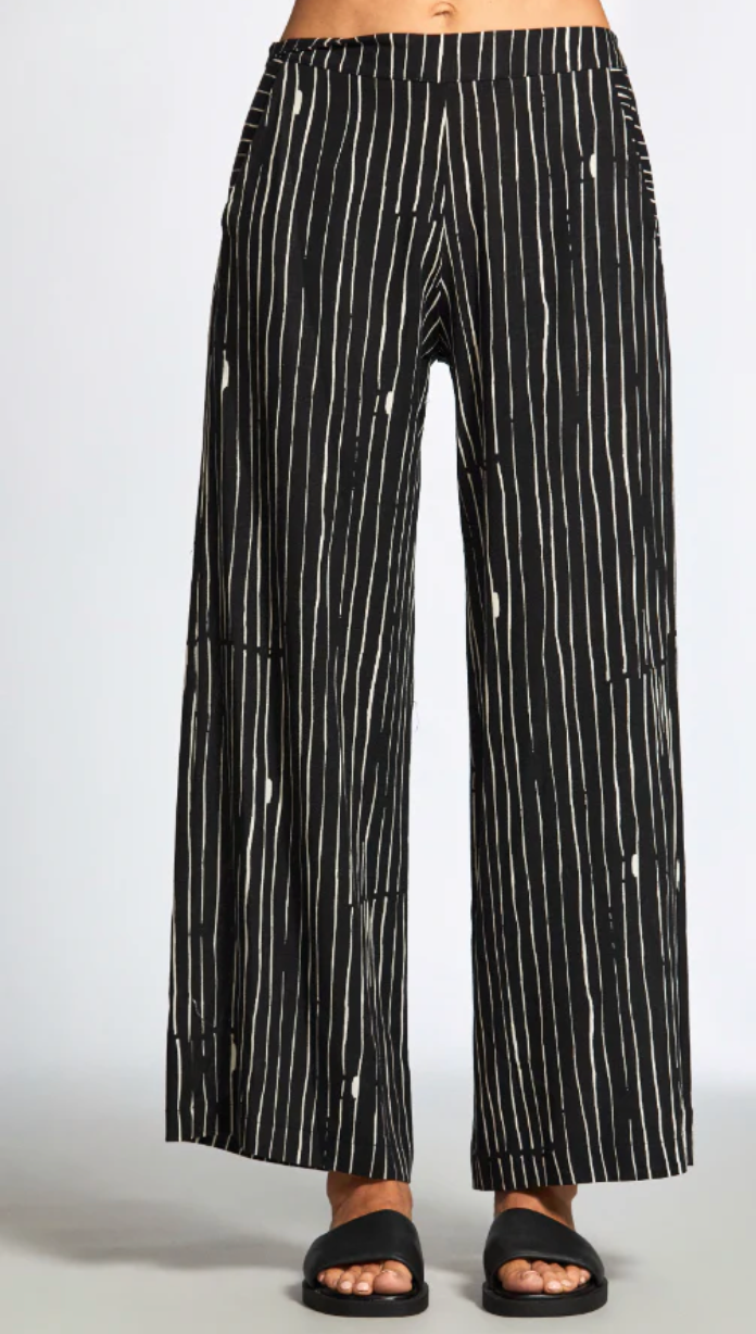 Peruzzi BROKEN STRIPE CROP PANT - BLACK AND ECRU