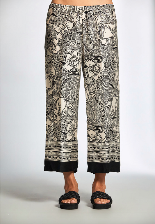 Peruzzi Woodblock Print Trouser – Black and Ecru