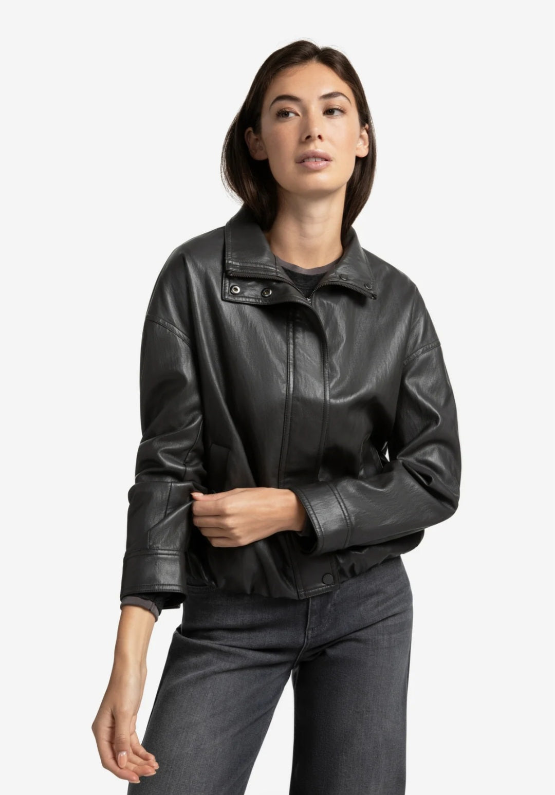 Yaya Anthracite pleather jacket