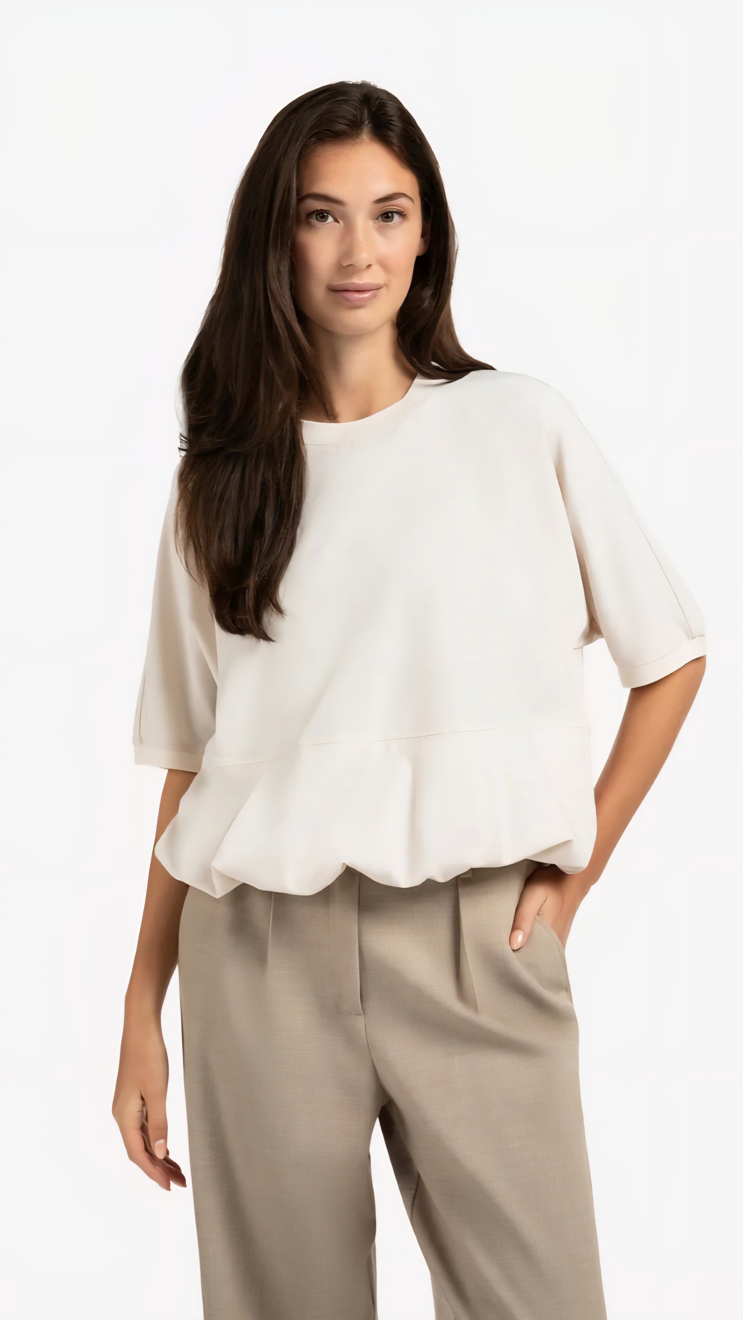 YAYA short sleeve top with balloon hem
