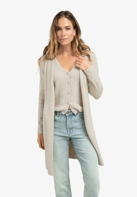 Long Beige Knit Cardigan