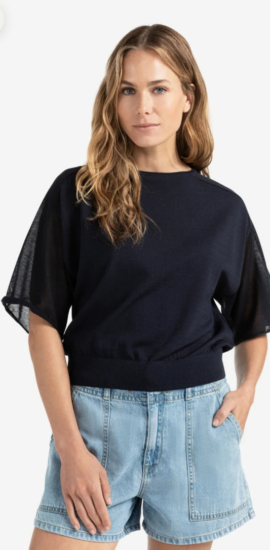 Yaya Navy boatneck sweater