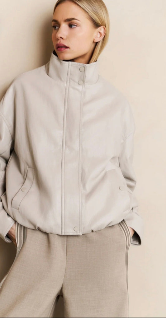 YAYA faux leather jacket with elasticated waistband